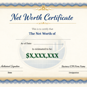 Net worth Certificate